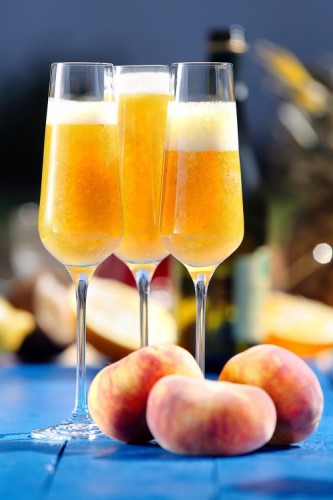 Italian Bellini alcoholic cocktail with peach